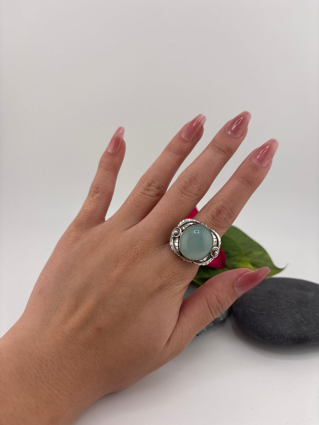 Aqua Chalcedony Bypass Ring