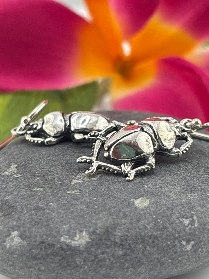 Designer SOMS 925 Sterling Silver Scarab Earrings