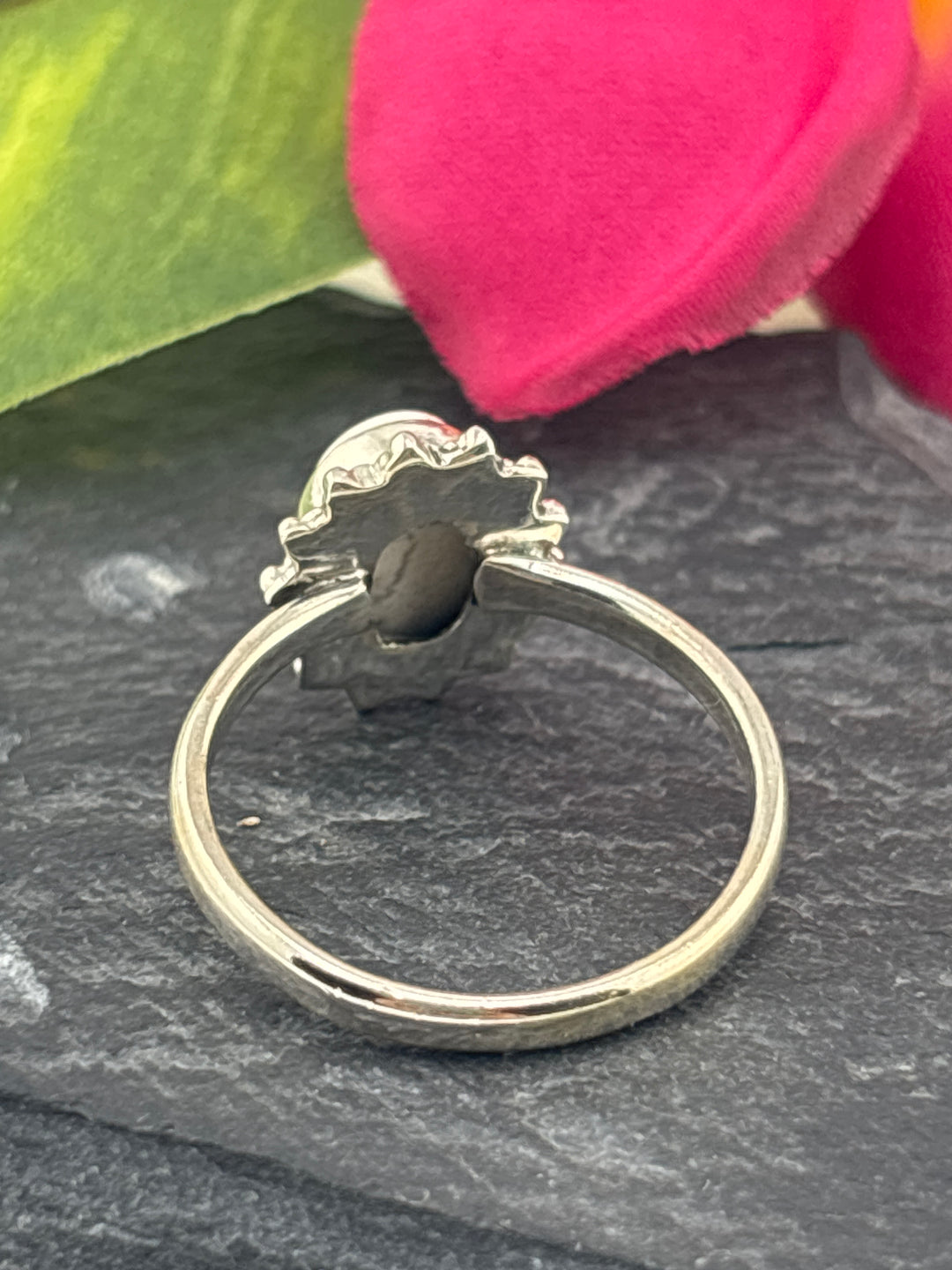 Round Wild Horse Jasper and 925 Sterling Silver Ring Size 6.5