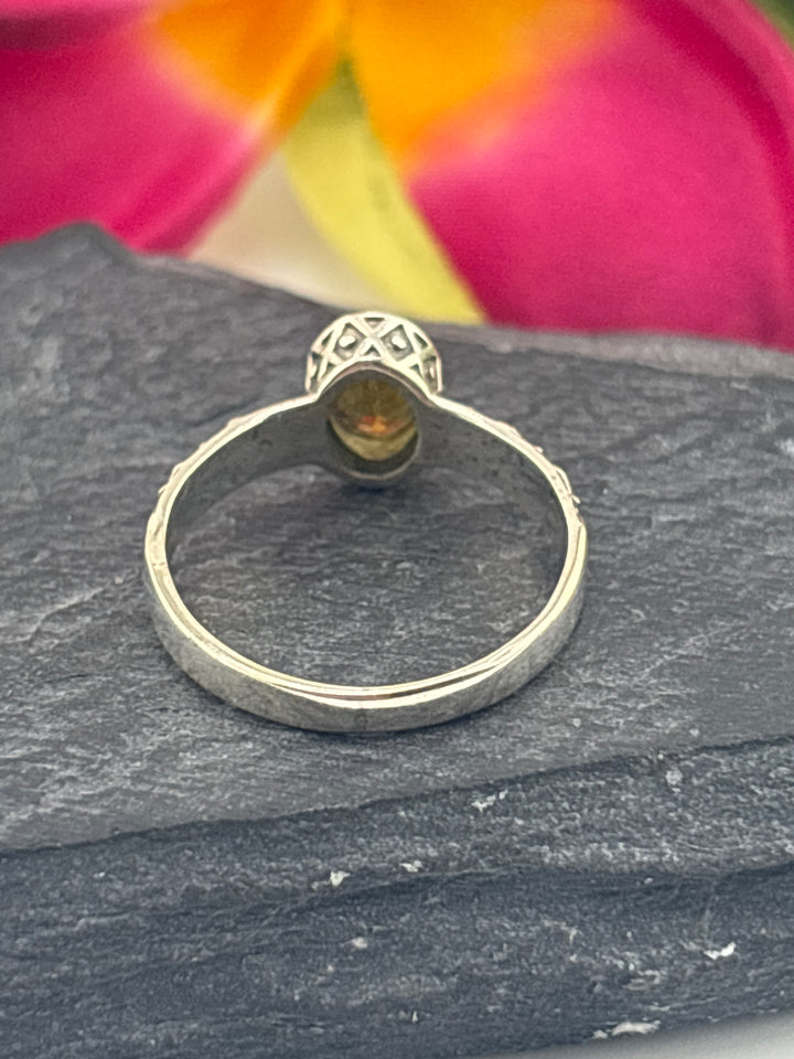 Tourmaline and 925 Sterling Silver Ring Size 7.25