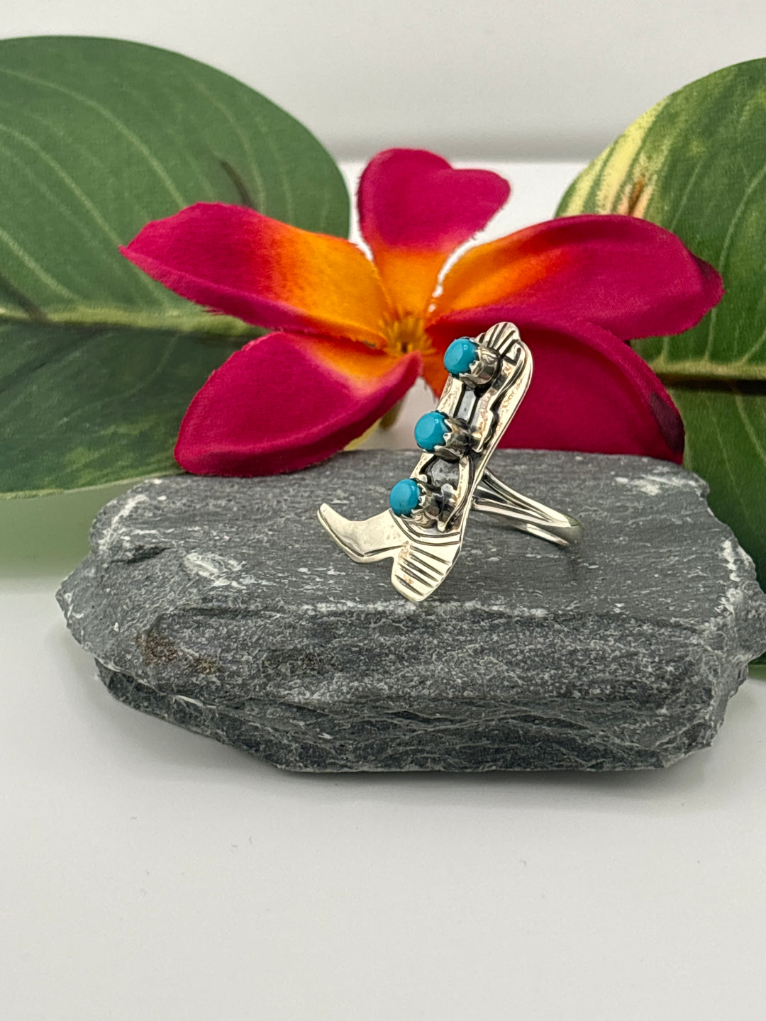 Turquoise Cowboy Boot Ring Size 7.25