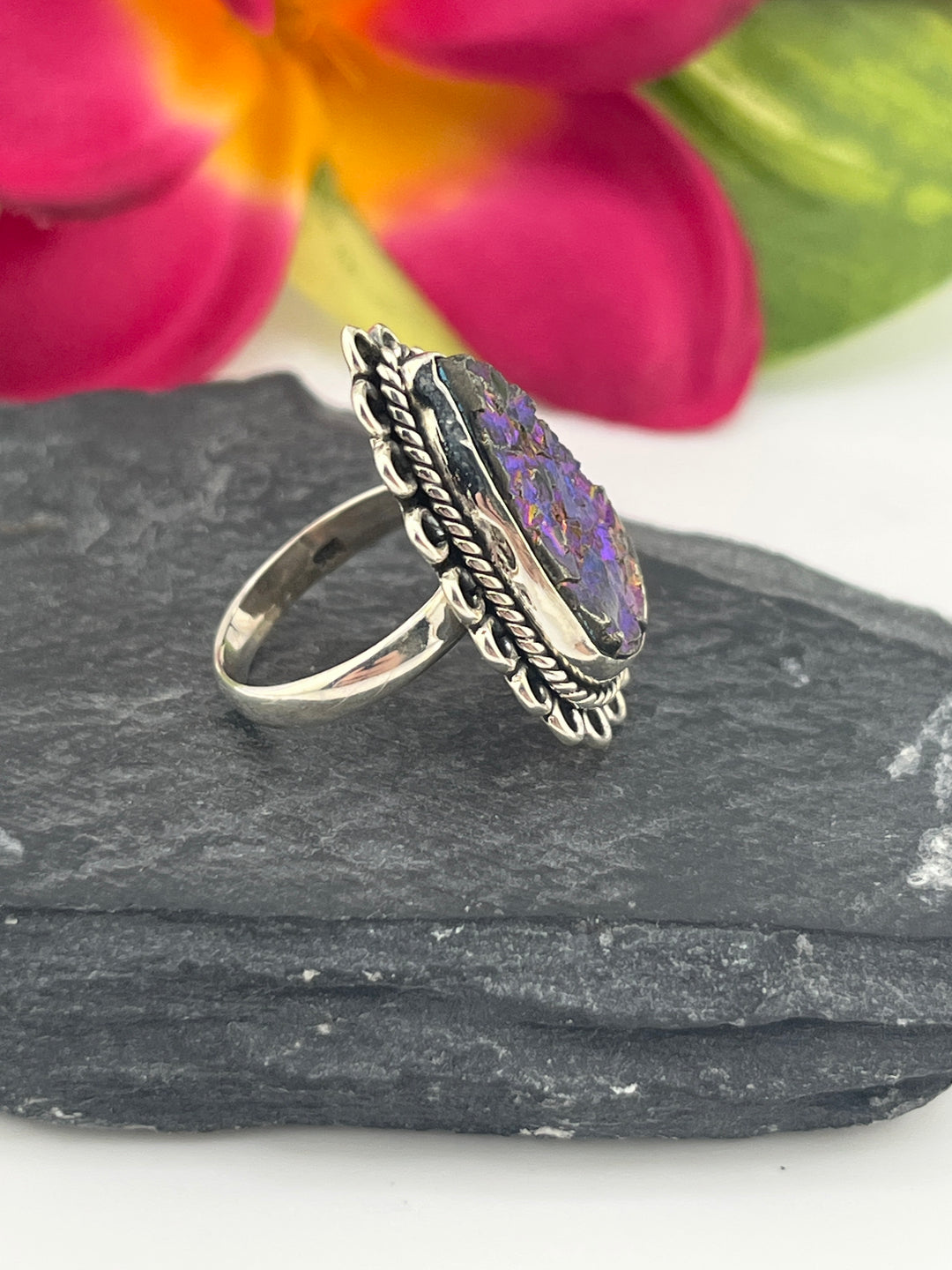 Titanium Druzy and 925 Sterling Silver Ring