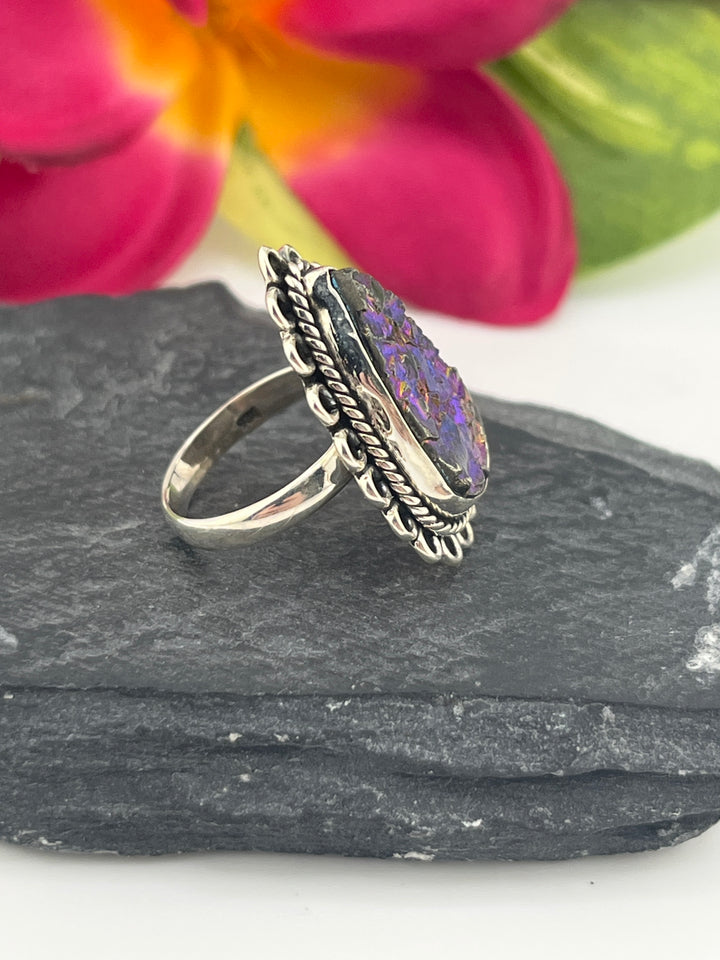 Titanium Druzy and 925 Sterling Silver Ring