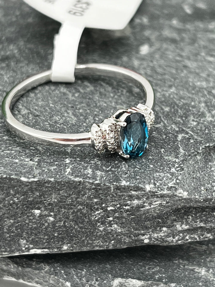 10K Gold London Blue Topaz and Diamond Ring