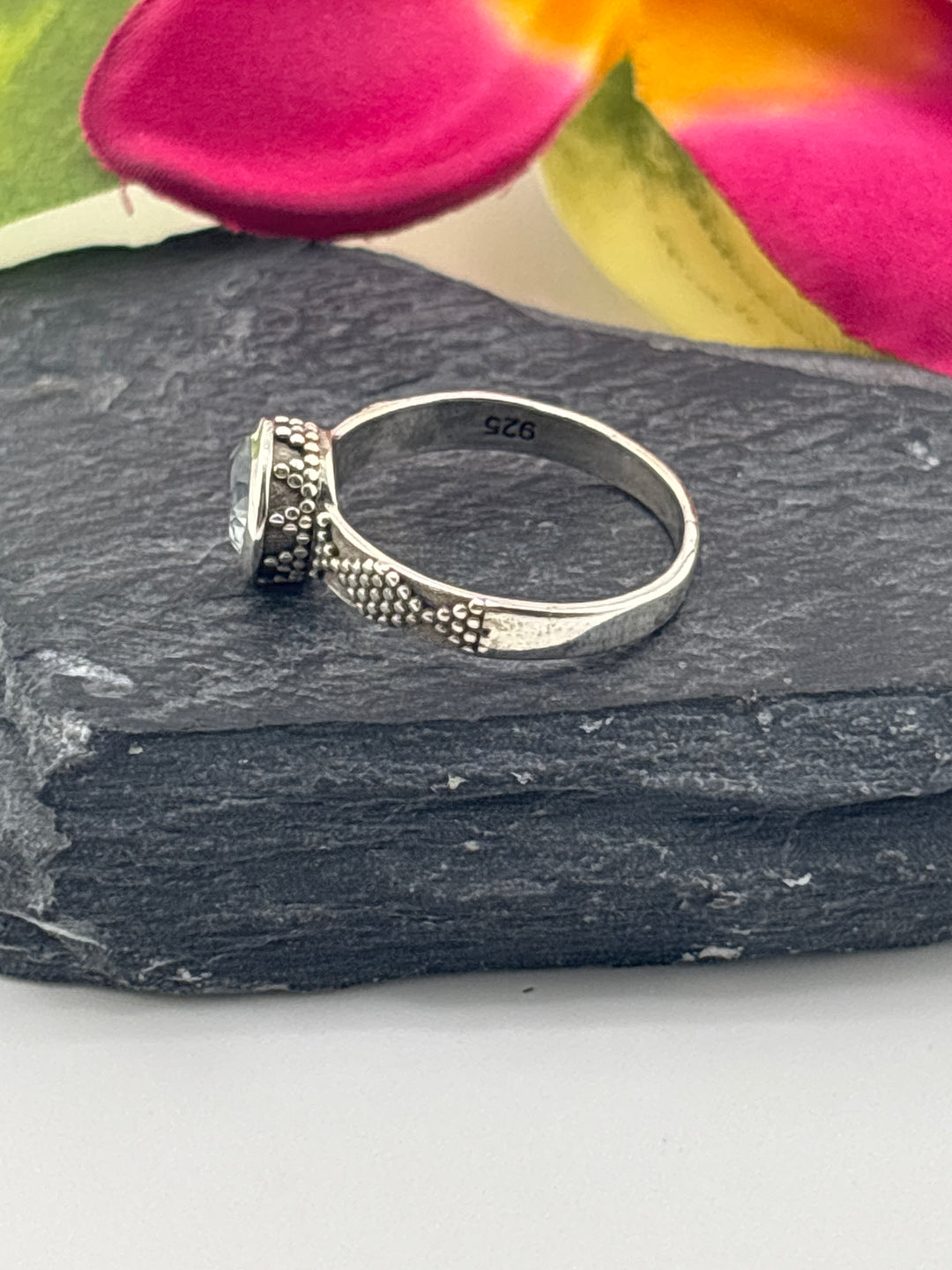 Aquamarine and 925 Sterling Silver Ring Size 7