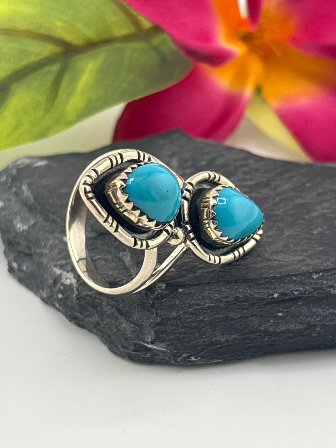 Turquoise and 925 Sterling Silver Ring Size 10.5