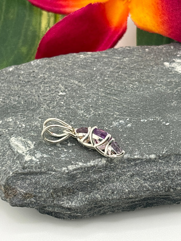 3 Stone Amethyst Pendant