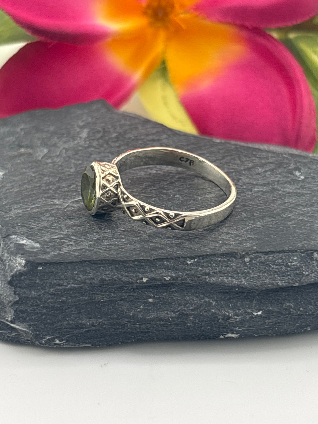 Tourmaline and 925 Sterling Silver Ring Size 7.25