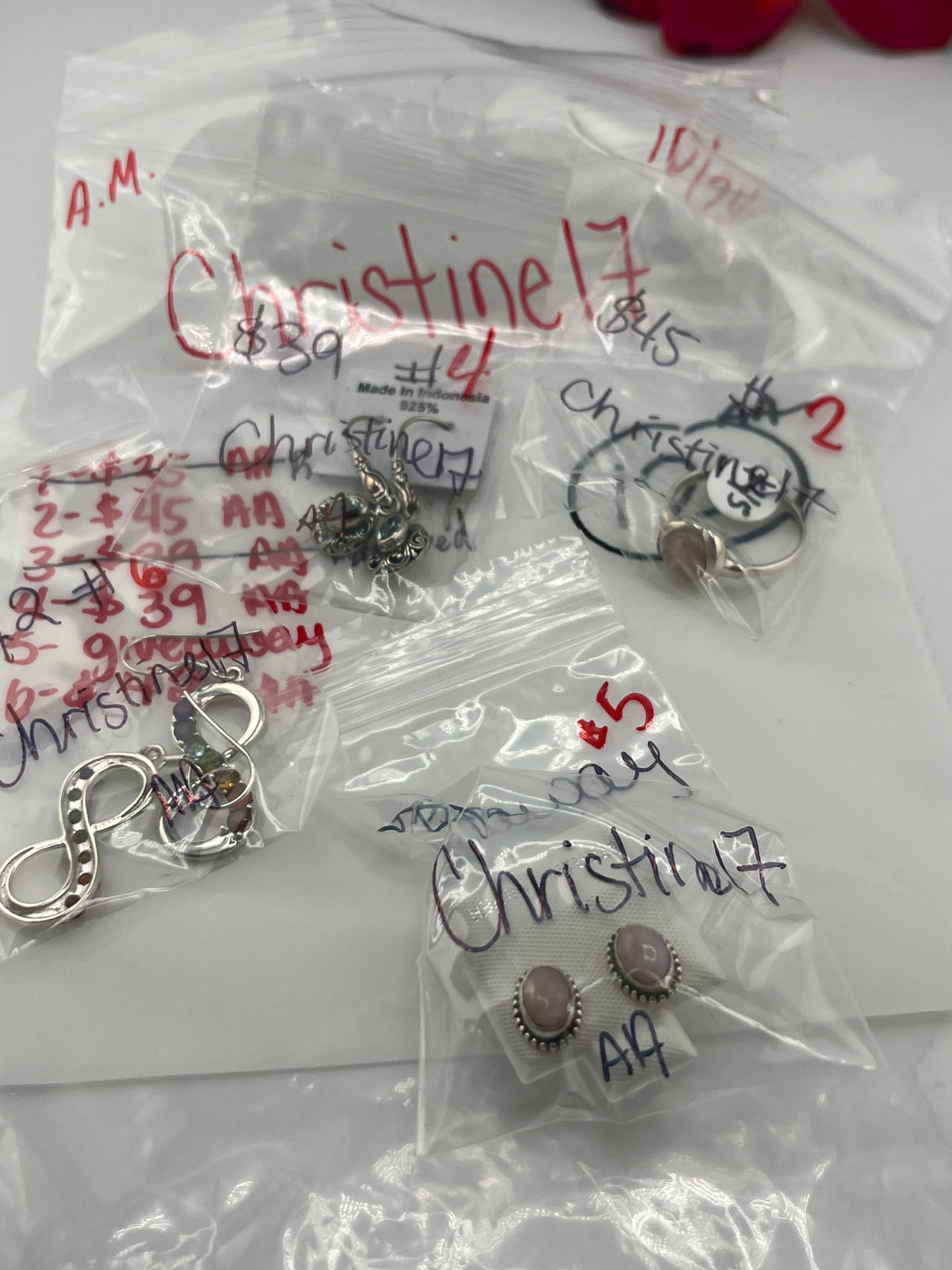 AM SHOW 48HR RESERVED FOR: Christine17 - 10/24/2025 FL tiktok Live Show - 4 Sterling Silver Items