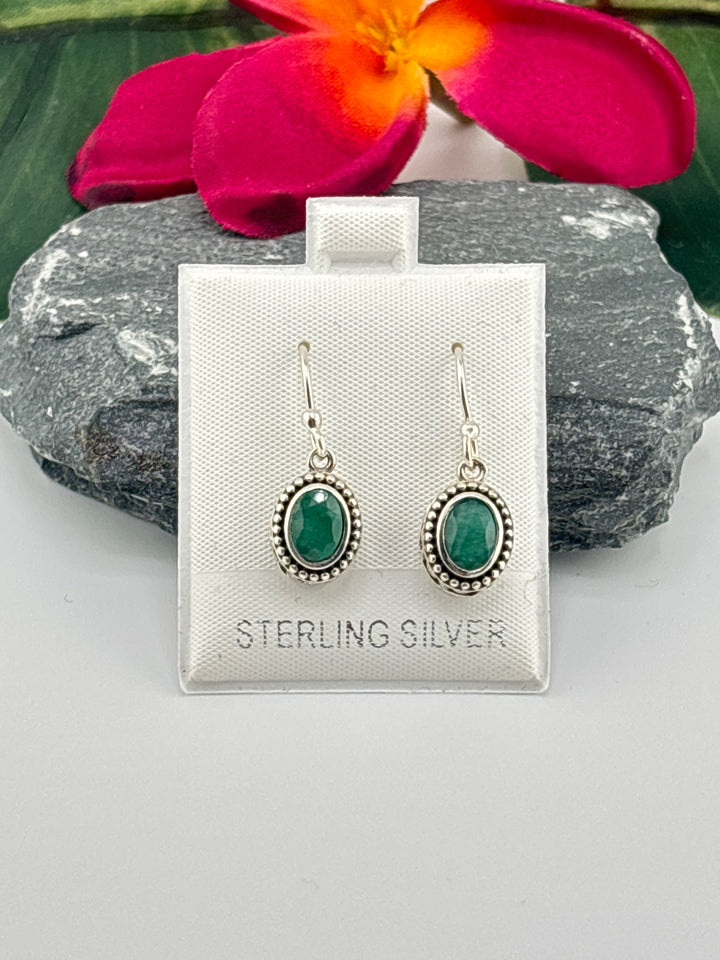 Zambian Emerald Oval Dangle Earrings