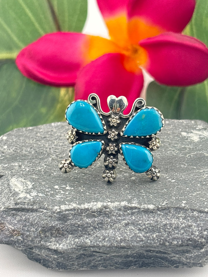 American Turquoise Dragonfly Ring Size 7