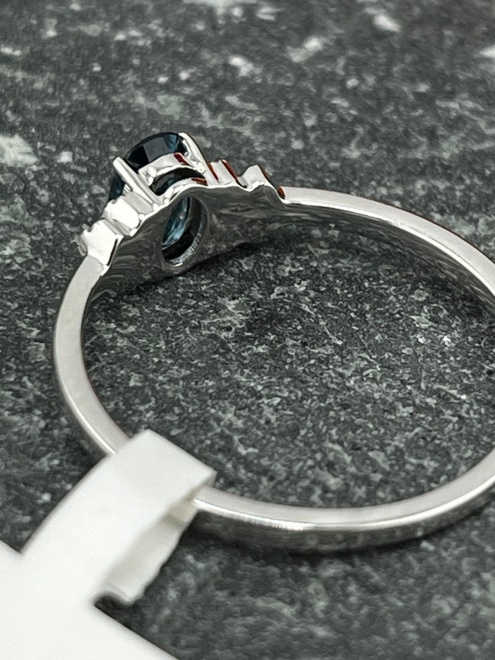 10K Gold London Blue Topaz and Diamond Ring