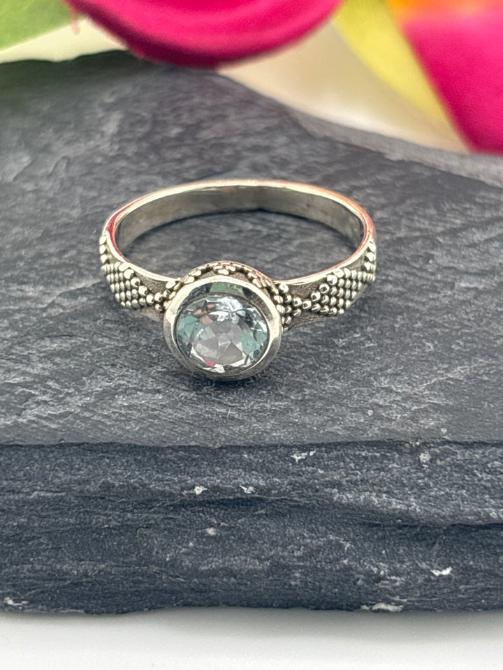 Aquamarine and 925 Sterling Silver Ring Size 7