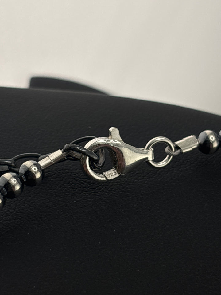 Graduated Bead & Saucer 4/6/7/8/10mm 16"+2" Oxidized 925 Sterling Silver Bead Necklace