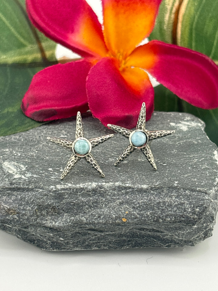 Larimar Starfish Stud Earrings