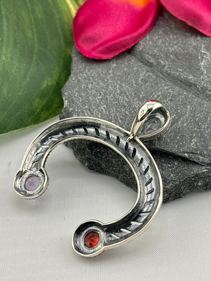 Aquamarine/Garnet/Amethyst Naja Pendant