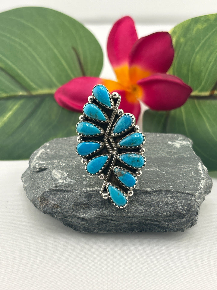 Turquoise Cluster Statement Ring Size 8.5
