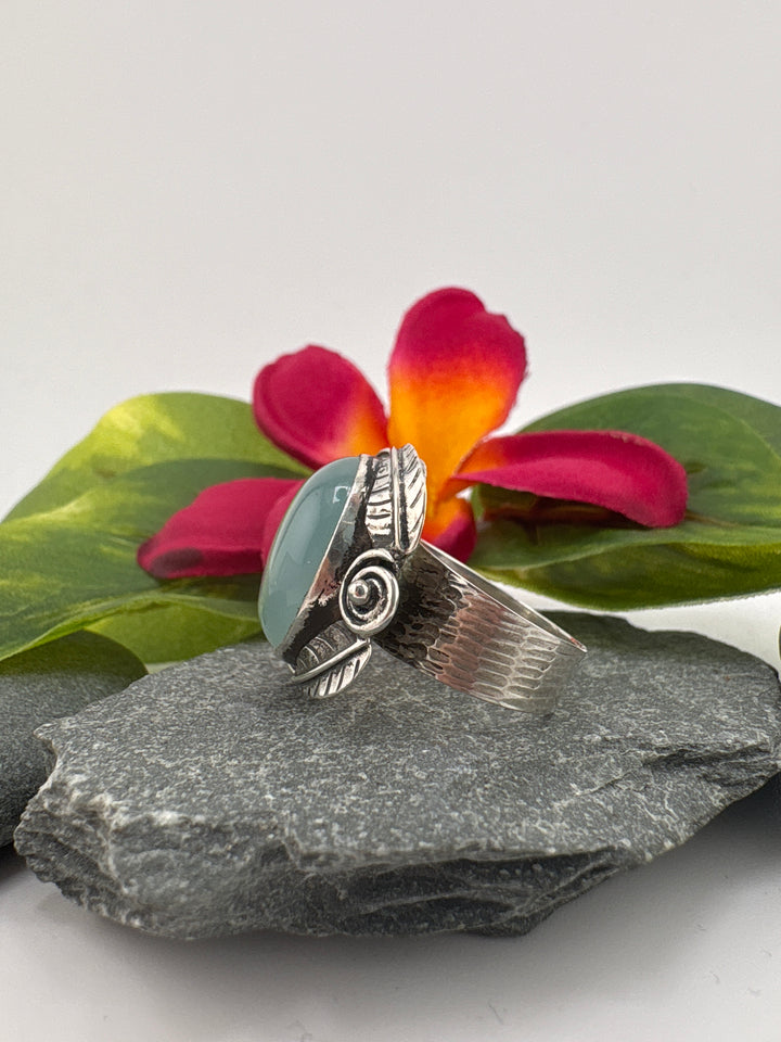 Aqua Chalcedony Bypass Ring