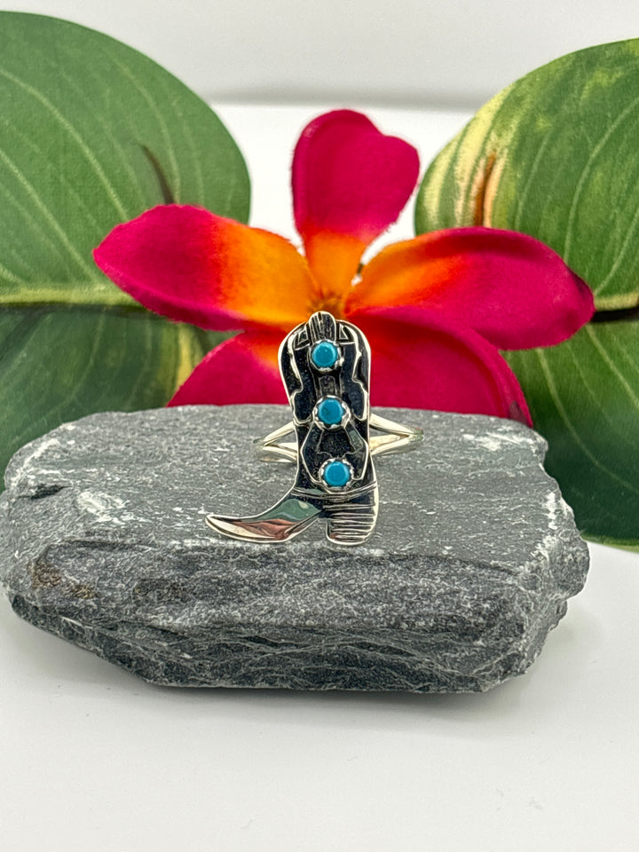 Turquoise Cowboy Boot Ring Size 10.5