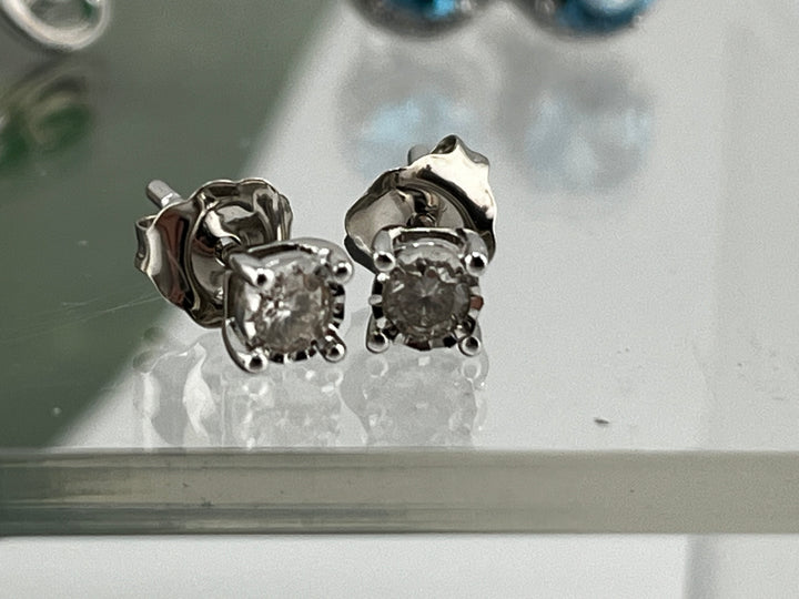 10K White Gold and Diamond Earrings