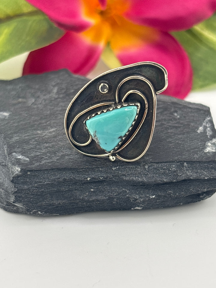 Turquoise and 925 Sterling Silver Ring Size 6