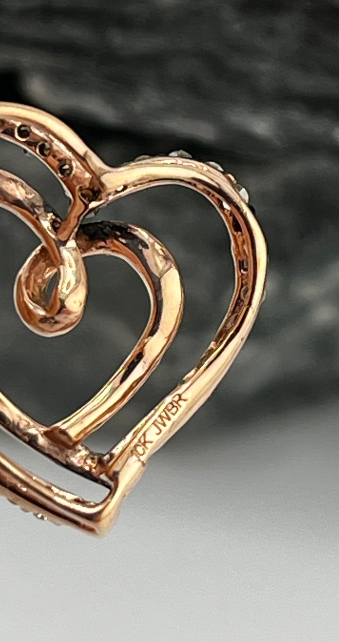 10K Rose Gold and Diamond Necklace Heart Shaped