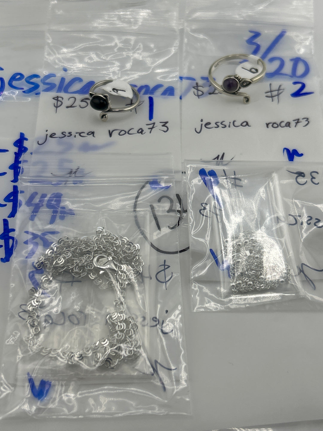 RESERVED FOR: jessica roca73 - 3/20/2025 Live Show - 4 Sterling Silver Items