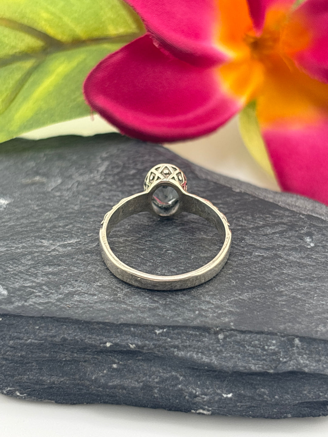 Aquamarine and 925 Sterling Silver Ring Size 6