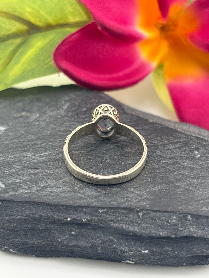 Aquamarine and 925 Sterling Silver Ring Size 6