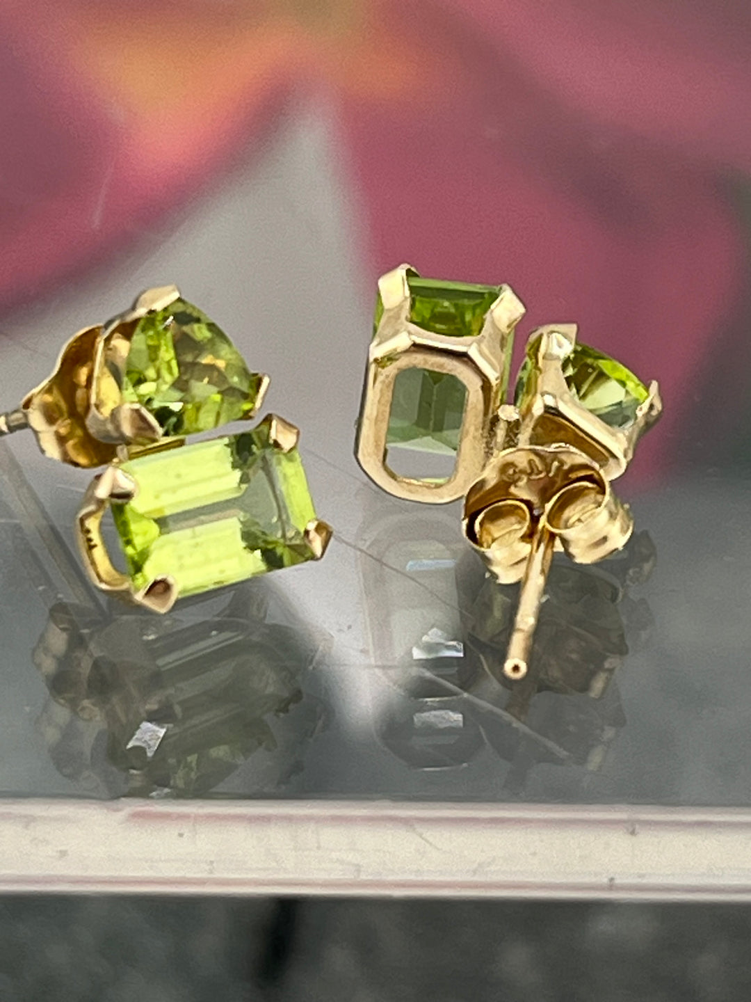 14K Gold Peridot Earrings