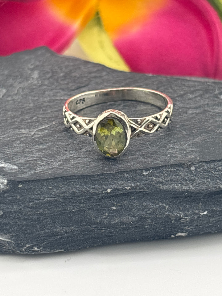 Tourmaline and 925 Sterling Silver Ring Size 7.25