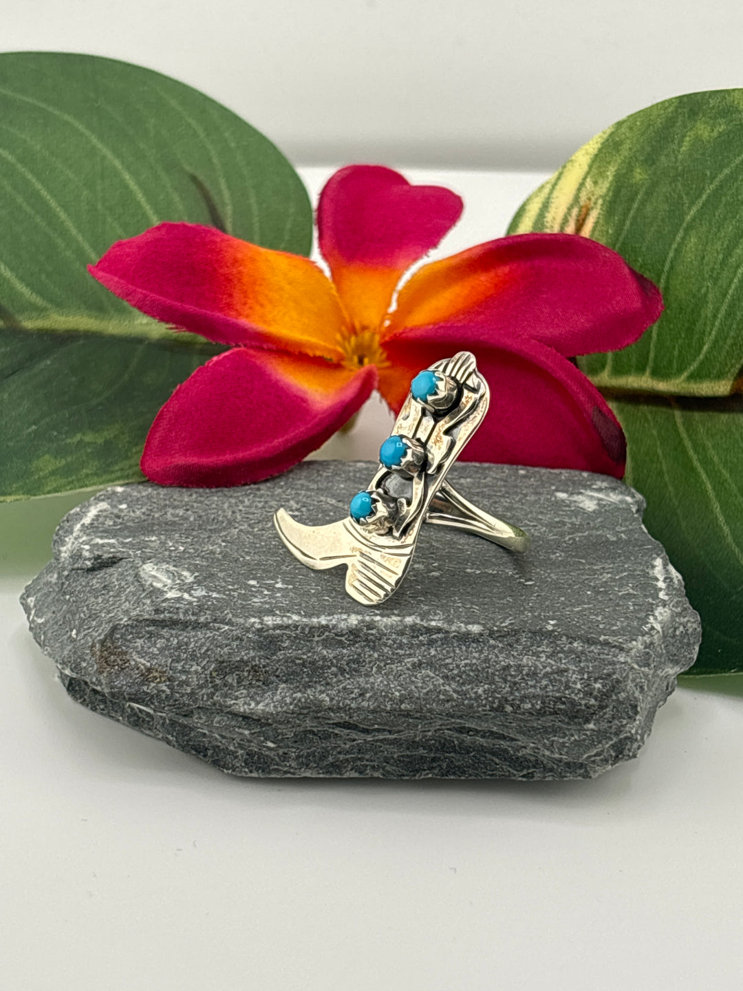 Turquoise Cowboy Boot Ring Size 7.25