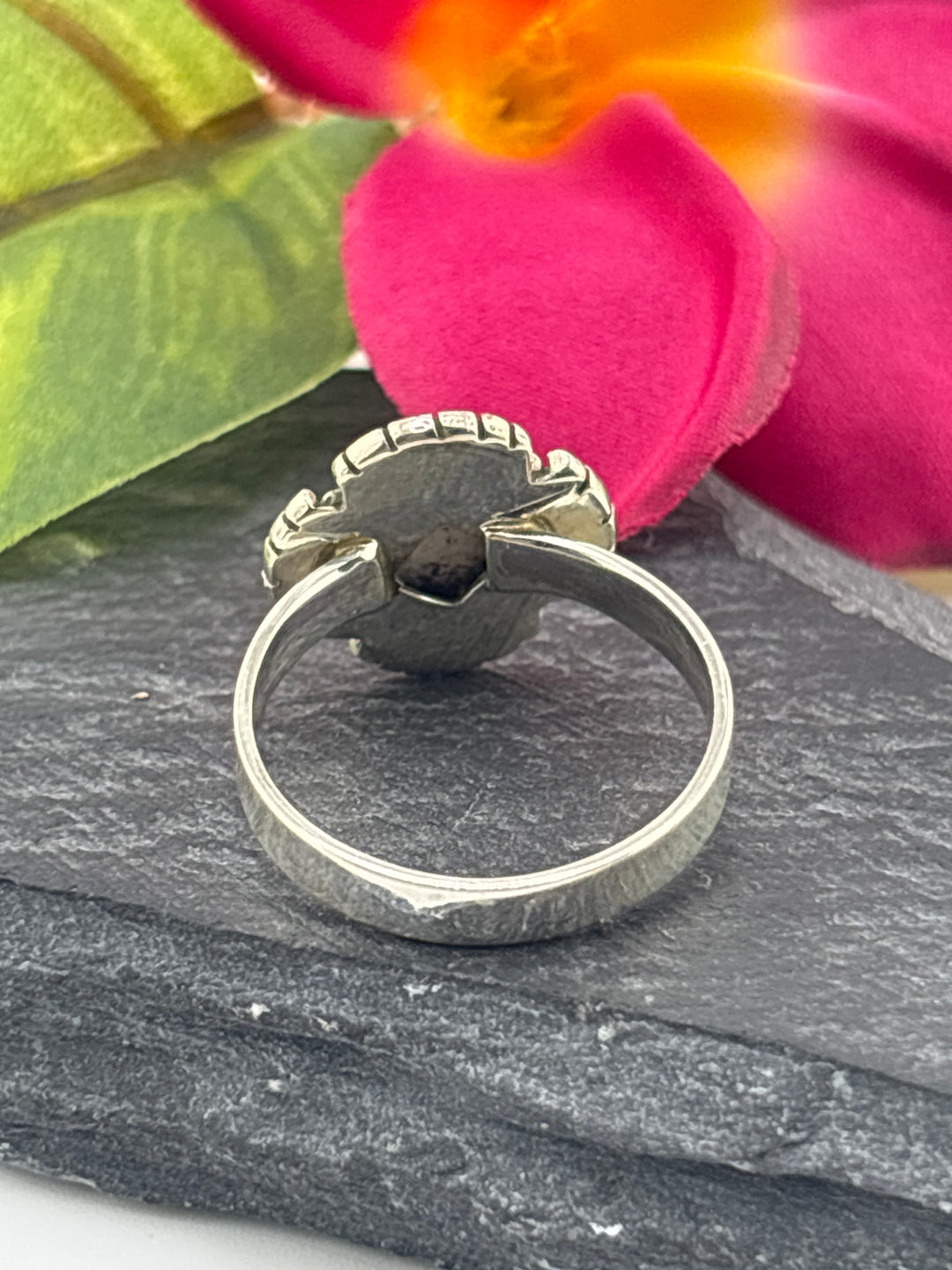 Round Wild Horse Jasper and 925 Sterling Silver Ring Size 9