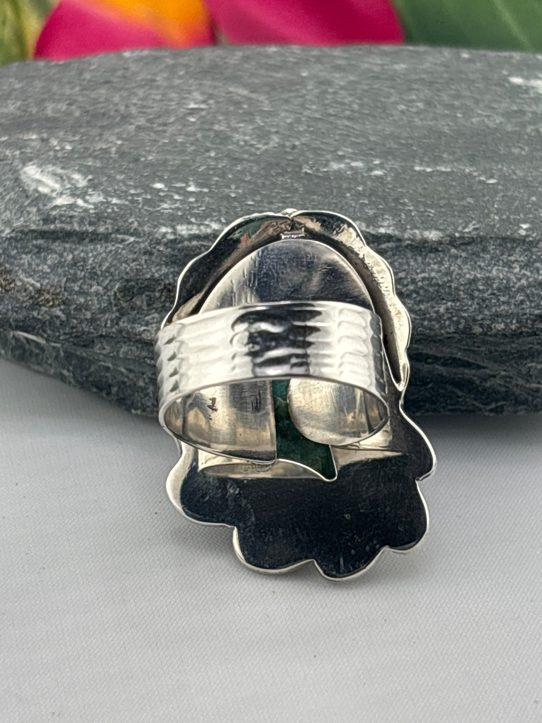 Raw American Turquoise Adjustable Band Ring Size 8