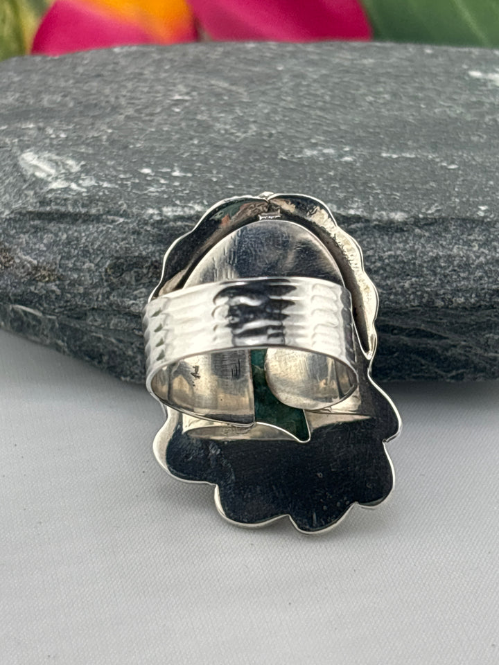 Raw American Turquoise Adjustable Band Ring Size 8