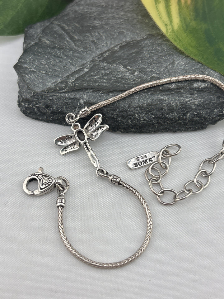 Designer SOMS 925 Sterling Silver Dragonfly Bracelet