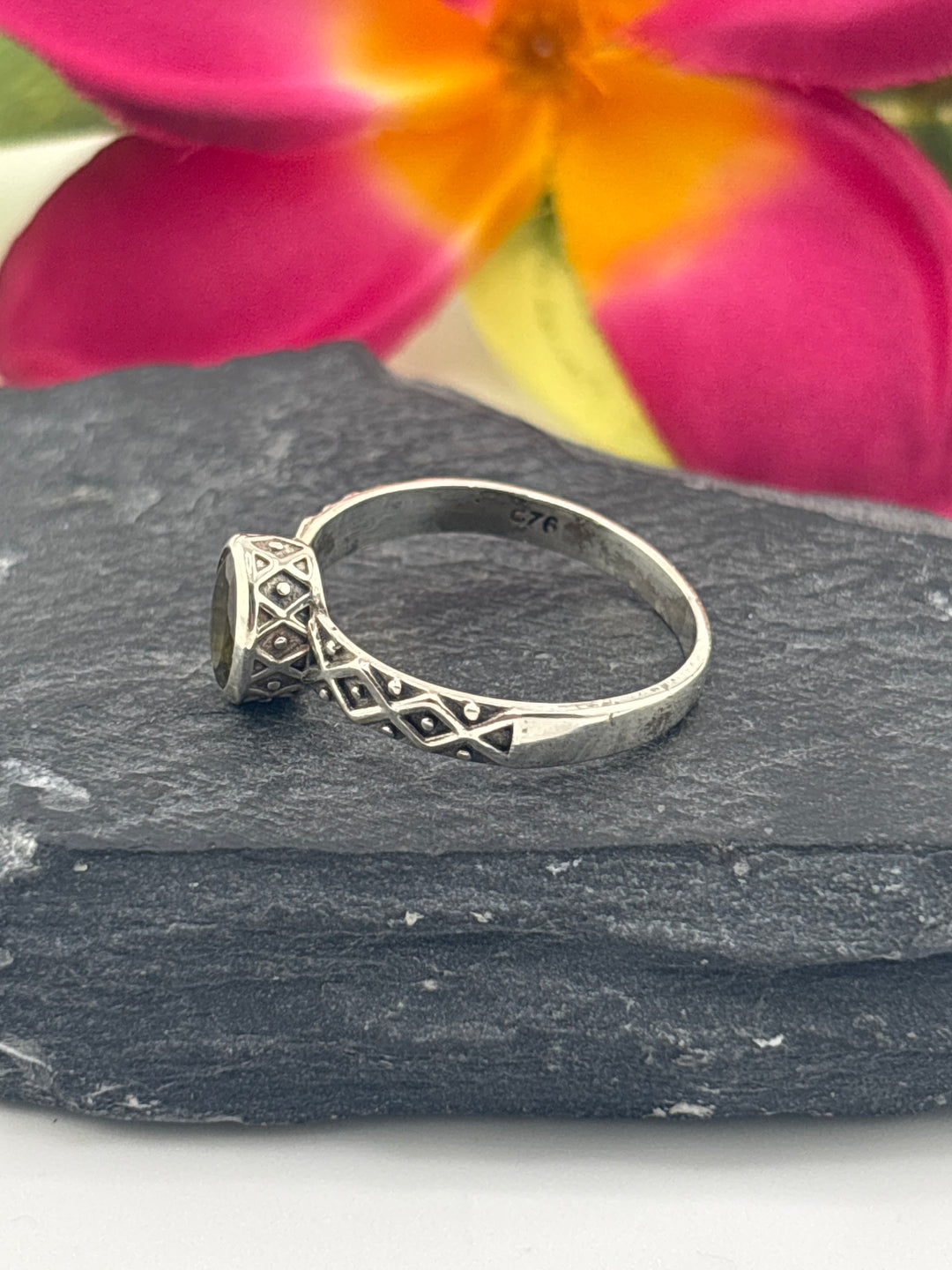 Tourmaline and 925 Sterling Silver Ring Size 8.75