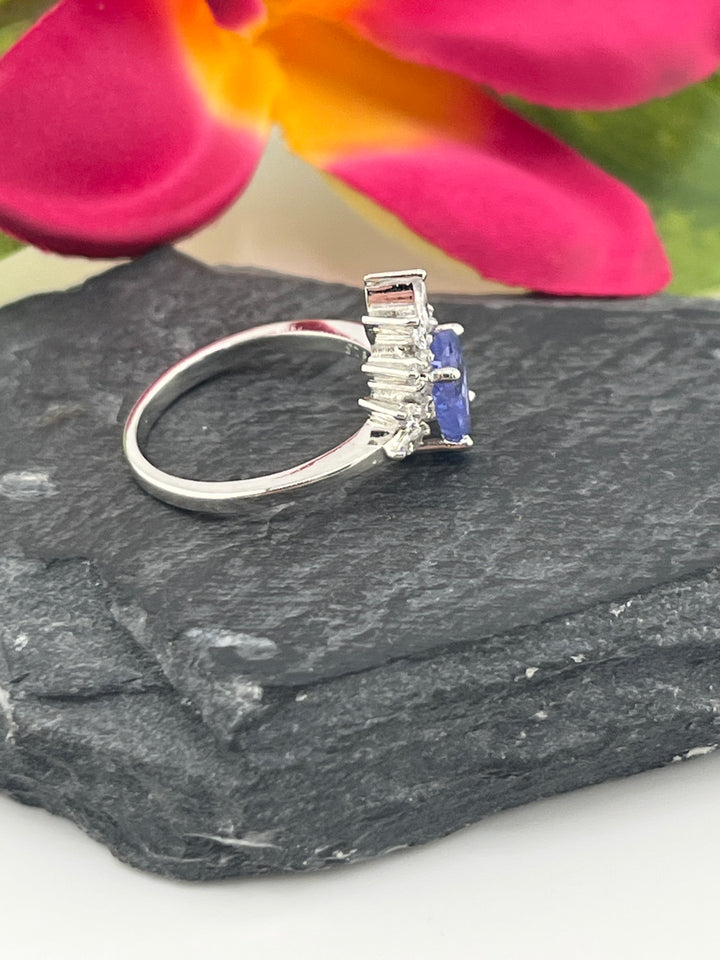 Tanzanite/CZ and 925 Sterling Silver Ring