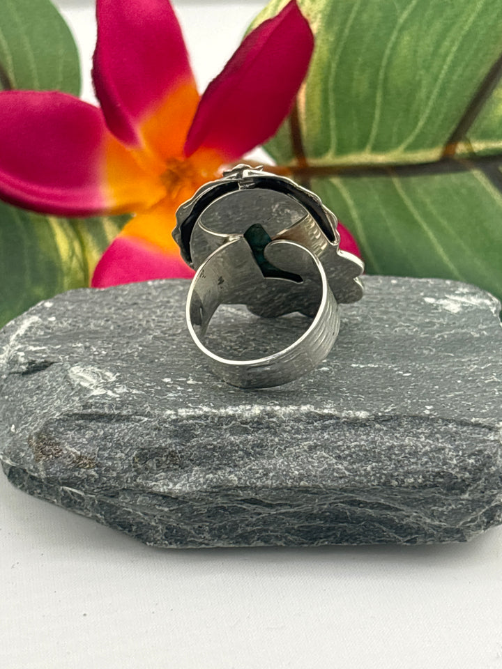 Raw American Turquoise Adjustable Band Ring Size 8