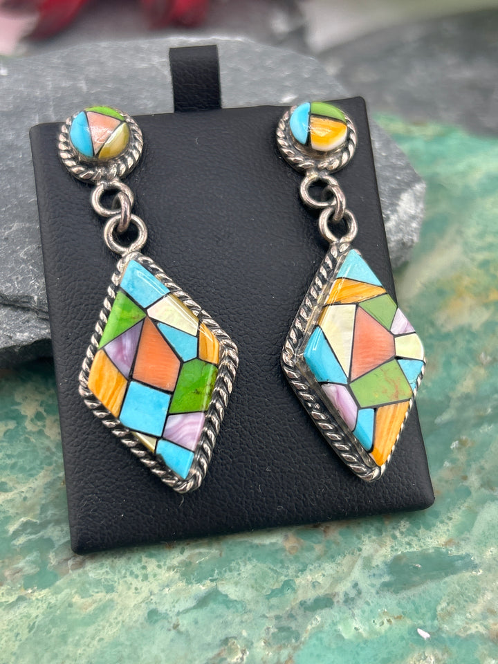 Regie 925 Sterling Silver Mosaic Multi-stone Earrings