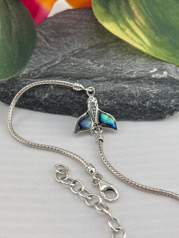 Designer SOMS 925 Sterling Silver and Abalone Whale Tail Bracelet
