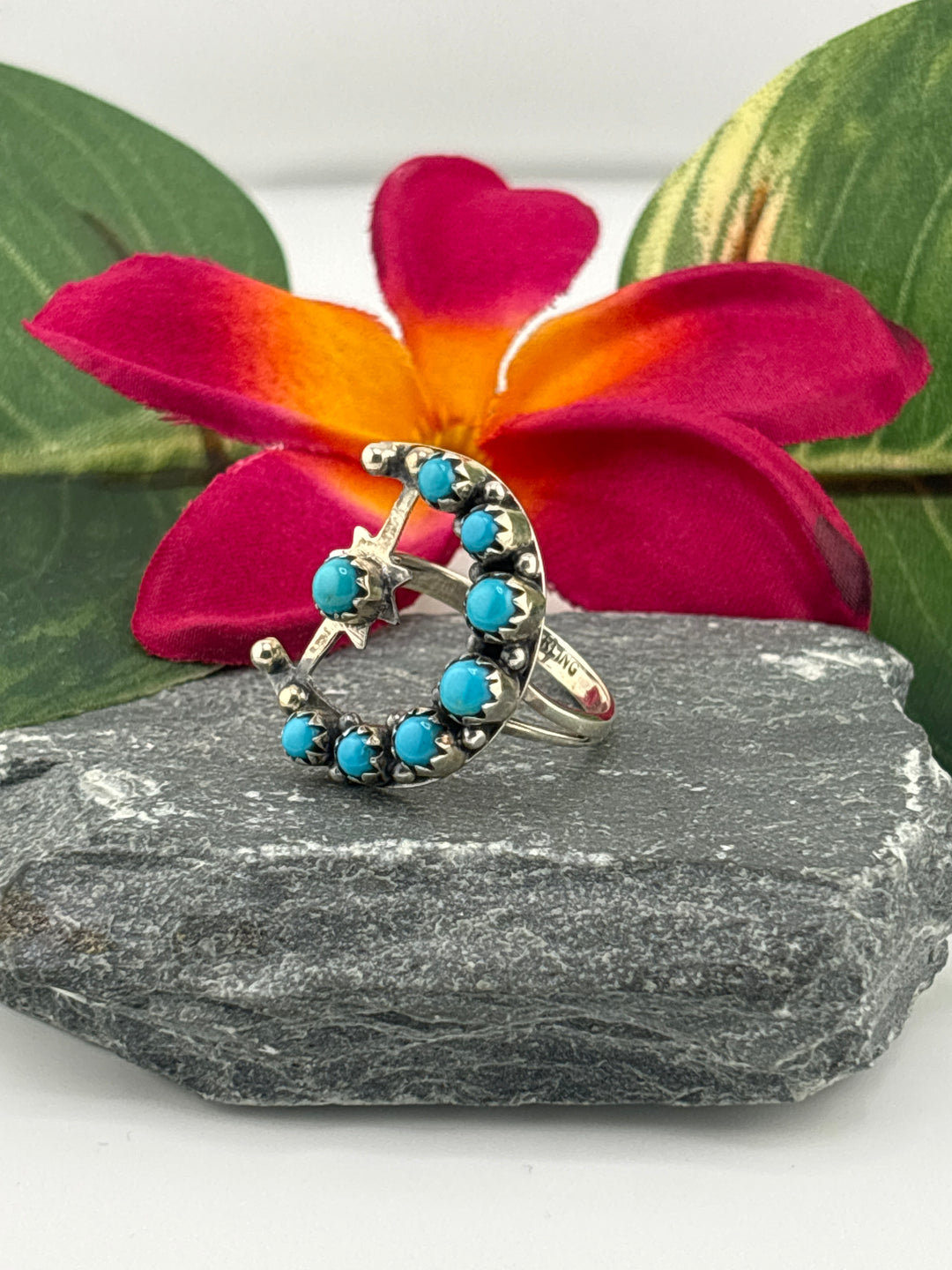 Star & Moon Turquoise Ring Size 10