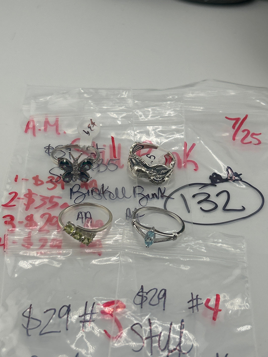 AM SHOW 48HR - RESERVED FOR: Still Bink - 7/25/2025 FL tiktok Live Show - 4 Sterling Silver Items