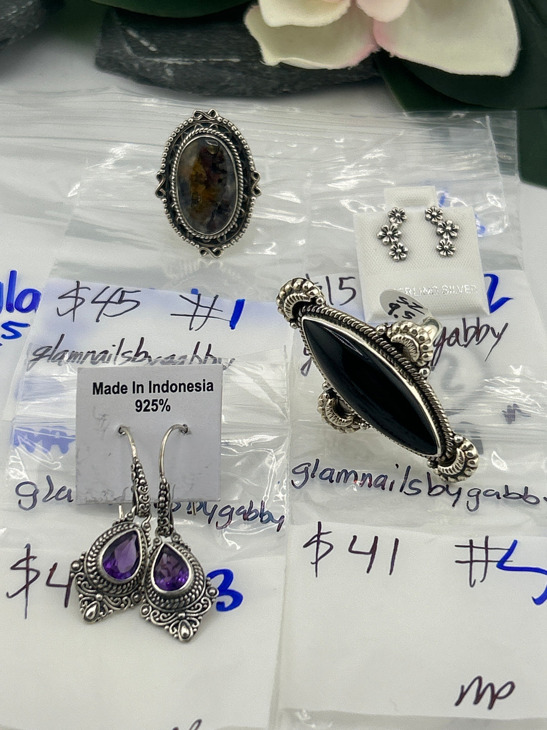 RESERVED FOR: glamnailsbygabby- 4/23/2025 tiktok Live Show - 4 Sterling Silver Items