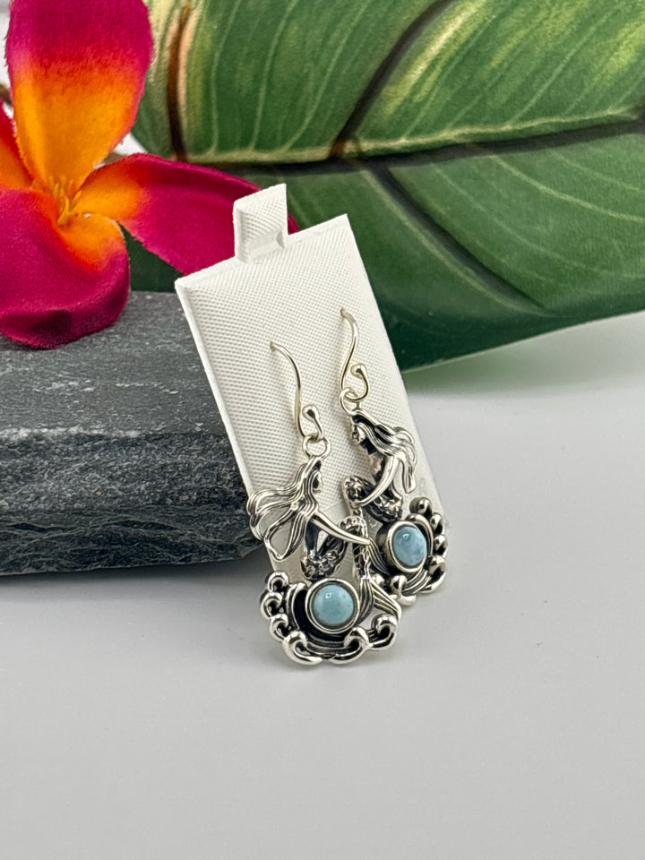 Larimar Mermaid Dangle Earrings