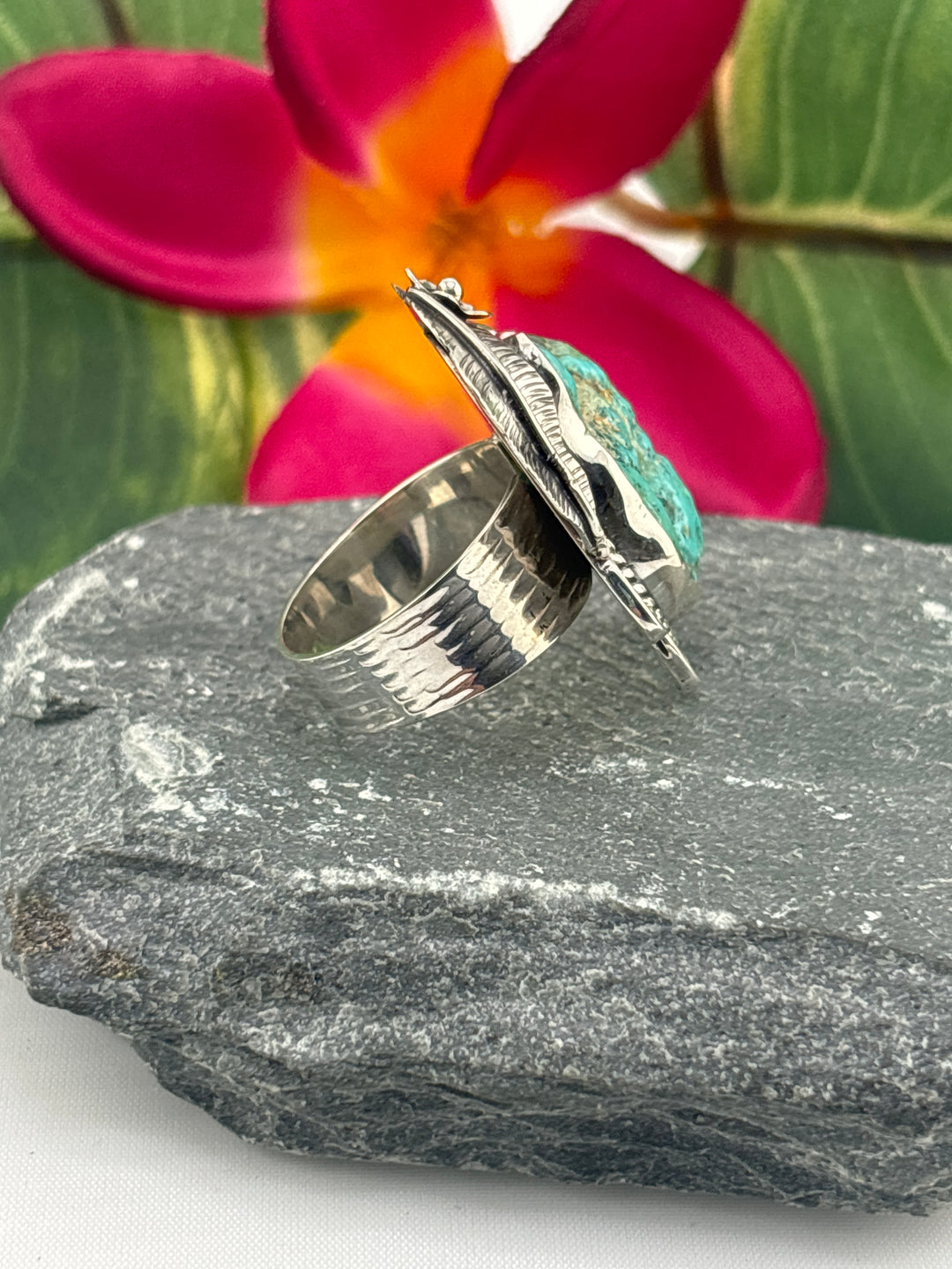 Raw American Turquoise Adjustable Band Ring Size 7