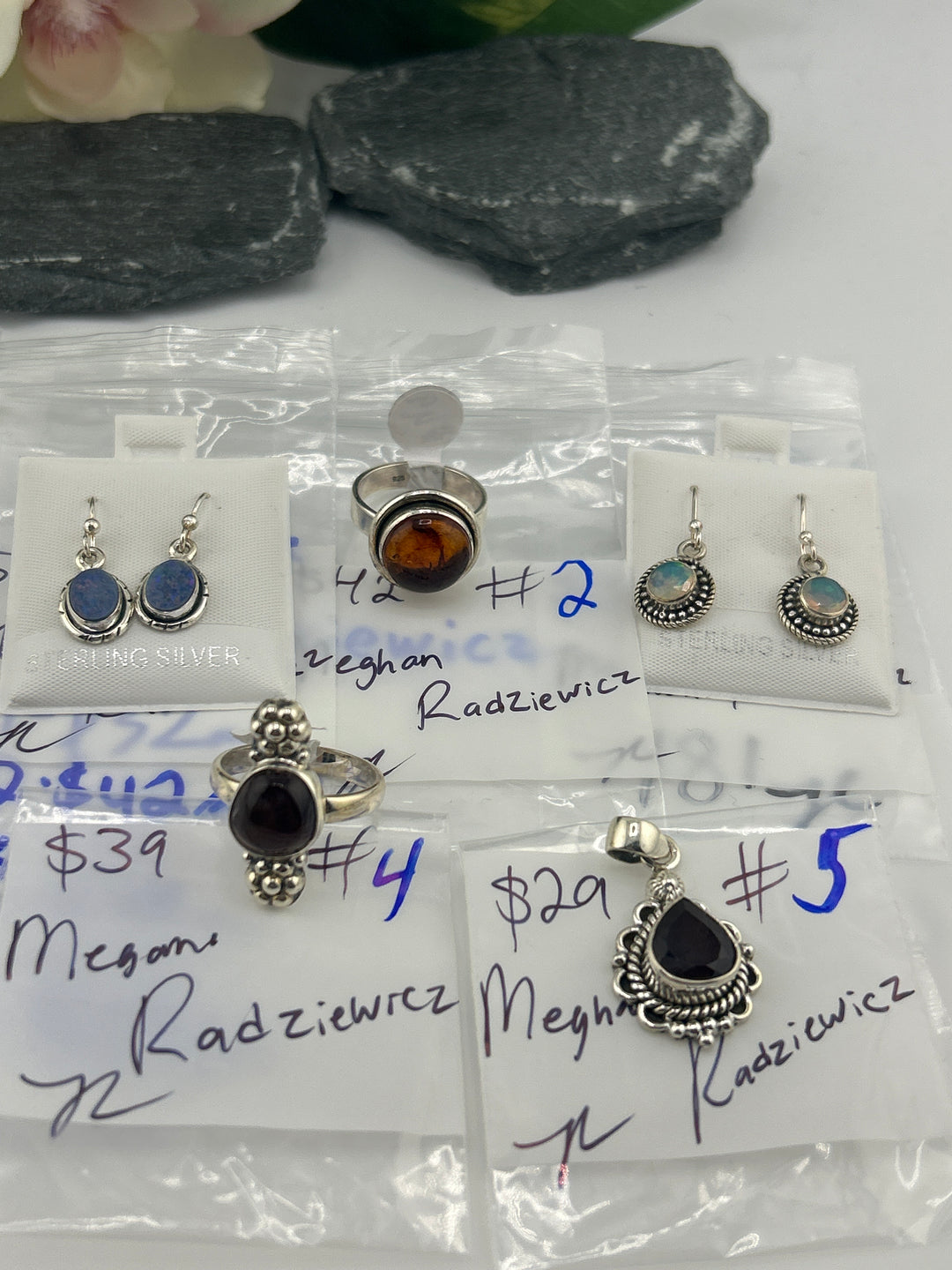 RESERVED FOR: Meghan Radziewicz - 4/3/2025 Tiktok Live Show - 5 Sterling Silver Items