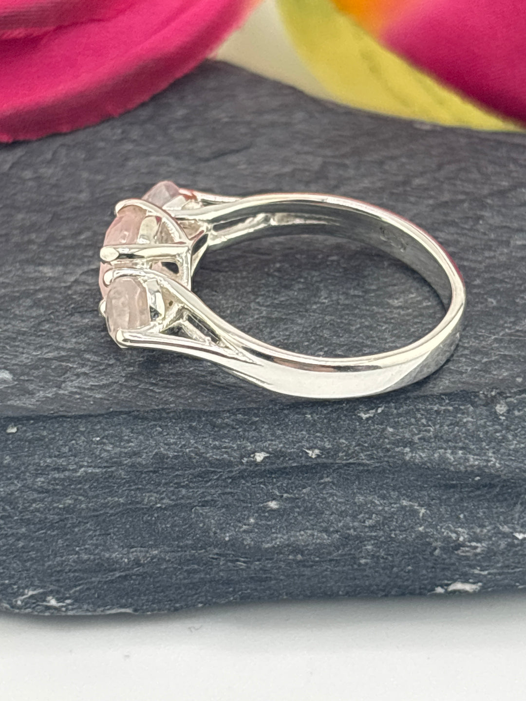 Morganite and 925 Sterling Silver Ring Size 5.25