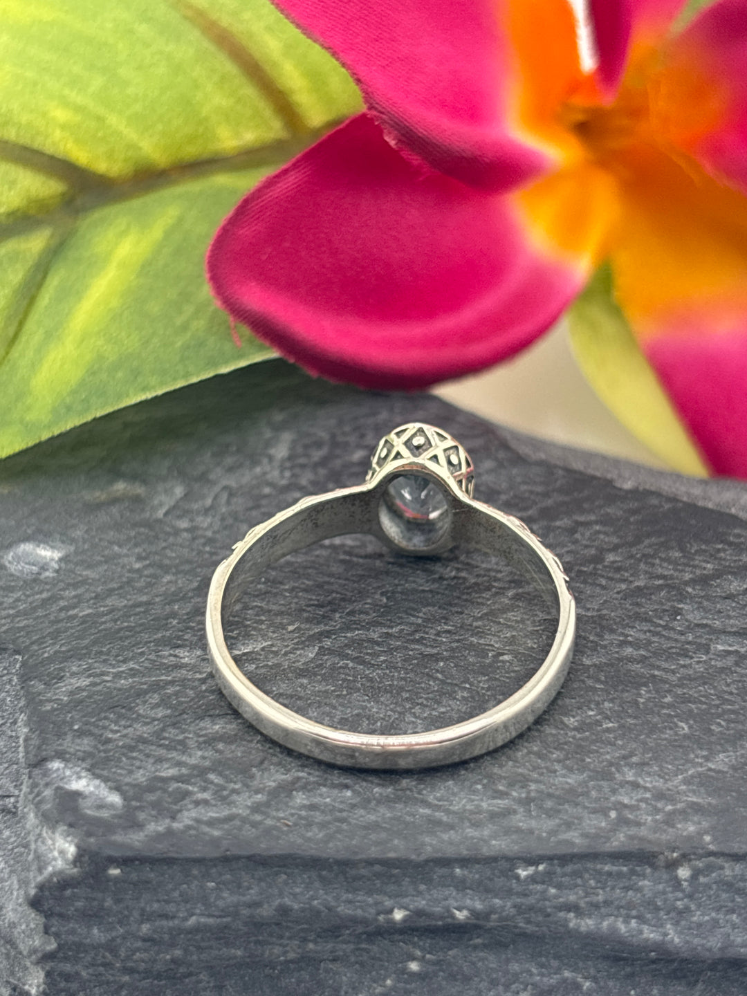 Aquamarine and 925 Sterling Silver Ring Size 8.75