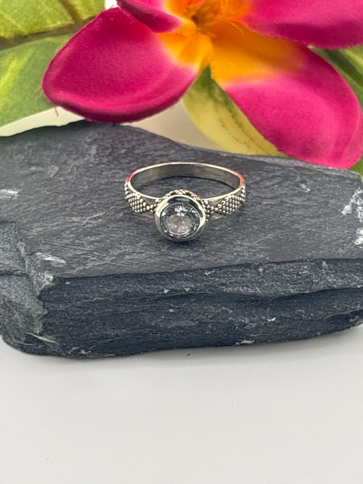 Aquamarine and 925 Sterling Silver Ring Size 7